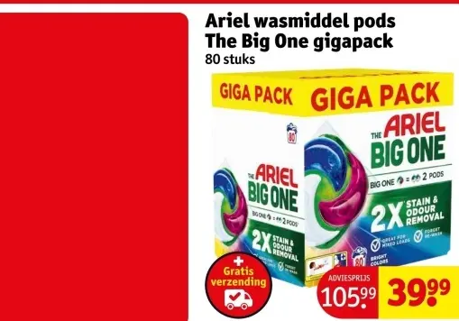 Aanbieding: wasmiddel pods The Big One gigapack