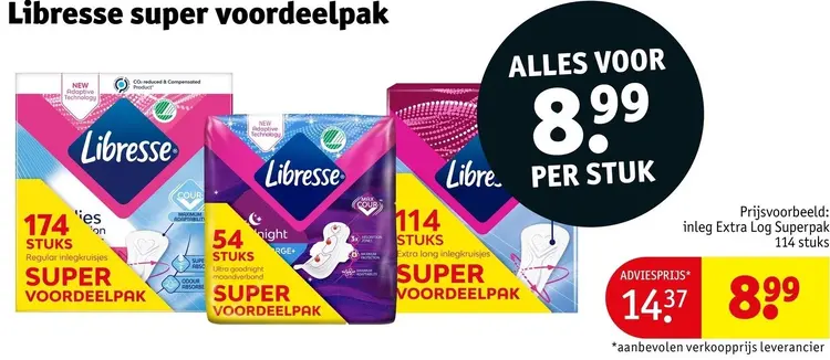 Aanbieding: Super voordeelpak inlegkruisjes of maandverband