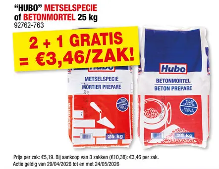 Promotie: Hubo metselspecie 25kg