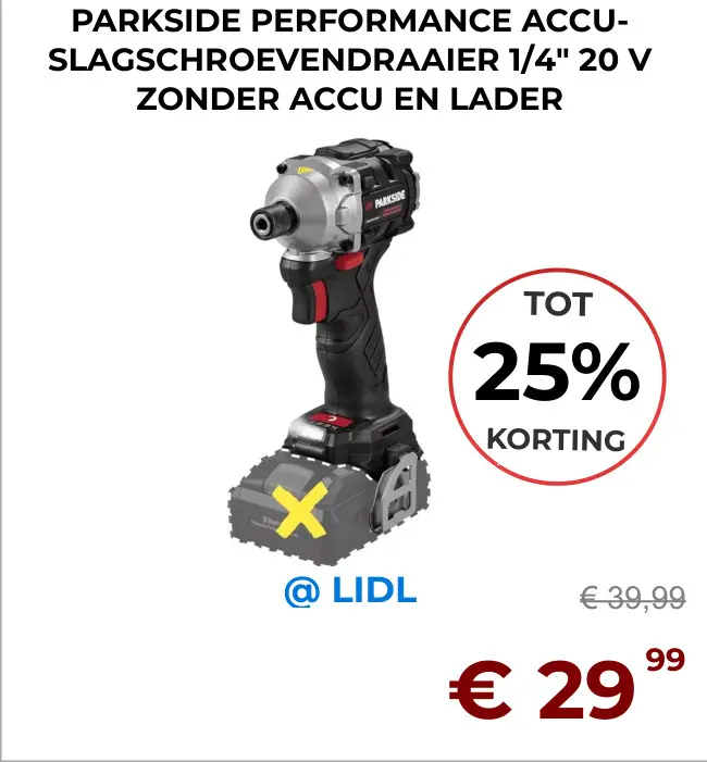 Aanbieding: Performance accu-slagschroevendraaier 1/4" 20