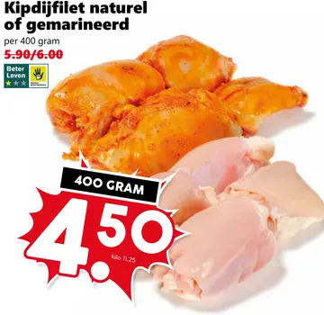 Aanbieding: Kipdijfilet naturel of gemarineerd