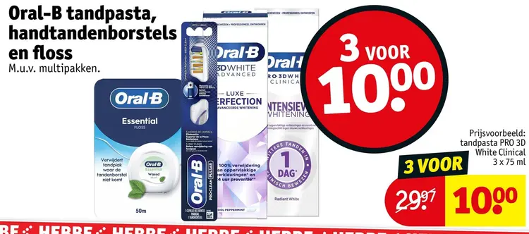 Aanbieding: tandpasta, handtandenborstels en floss