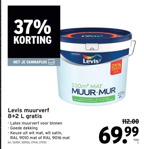 Aanbieding: Levis muurverf