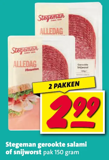 Aanbieding: gerookte salami of snijworst