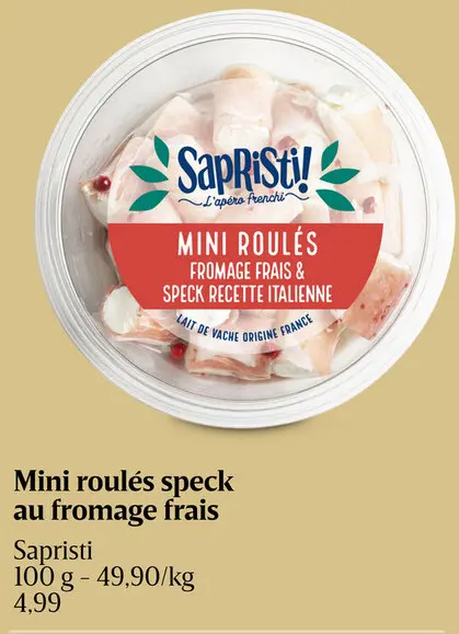 Offre: Mini roulés speck au fromage frais