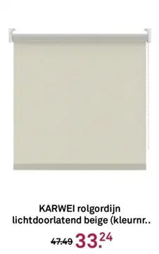 Aanbieding: KARWEI rolgordijn lichtdoorlatend beige (kleurnr..