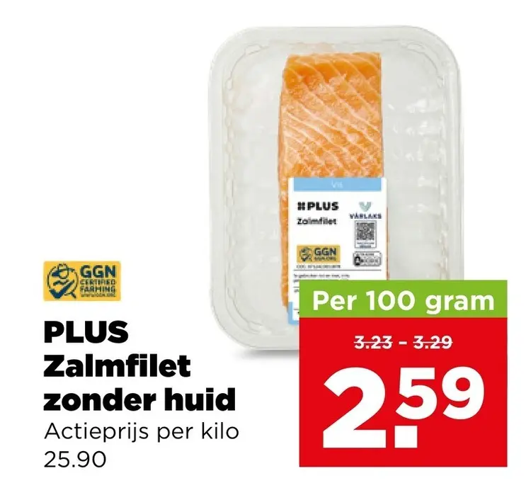 Aanbieding: PLUS Zalmfilet zonder huid
