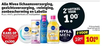 Aanbieding: Alle Nivea lichaamsverzorging, gezichtsverzorging, -reiniging, zonbescherming en Labello