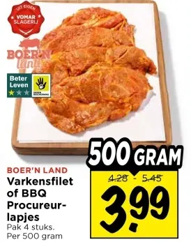 Varkensfilet of BBQ Procureur-lapjes