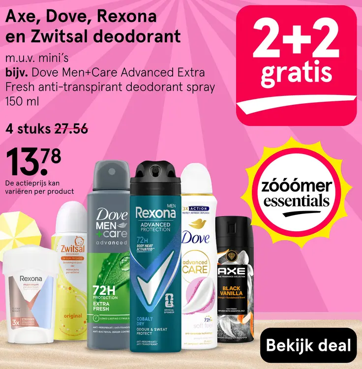 Aanbieding: Axe, Dove, Rexona en Zwitsal deodorant