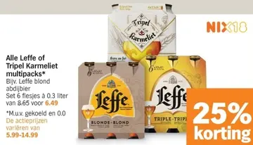 Aanbieding: Alle Leffe of Tripel Karmeliet multipacks