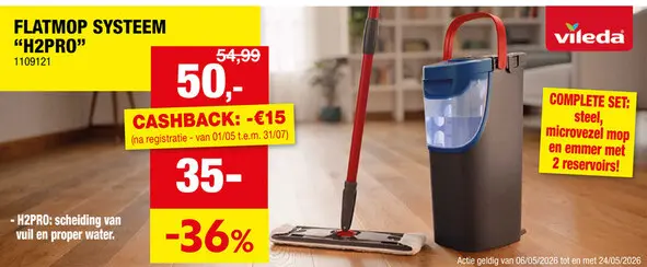 Promotie: Vileda H2Pro flatmop systeem