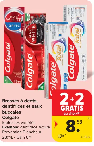 Offre: Brosses à dents, dentifrices et eaux buccales