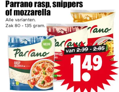 Aanbieding: Parrano rasp, snippers of mozzarella