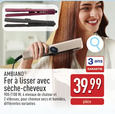 Offre: Fer à lisser avec sèche-cheveux