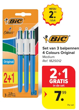 Promotie: Set van 3 balpennen 4 Colours Original