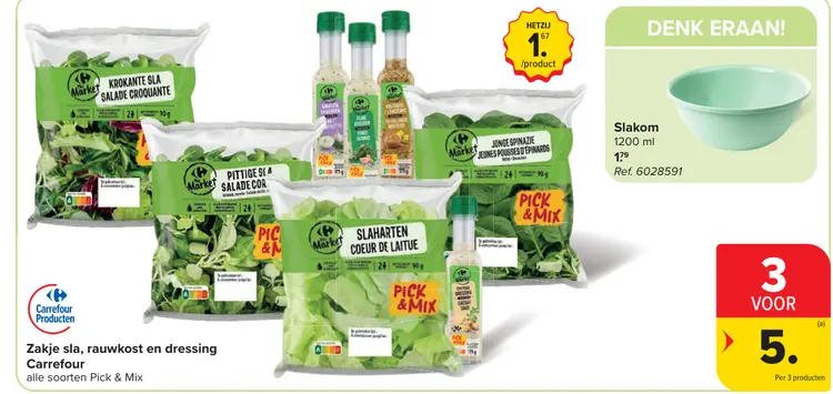 Promotie: Zakje sla, rauwkost en dressing