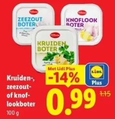 Aanbieding: Kruiden-, zeezout- of knoflookboter