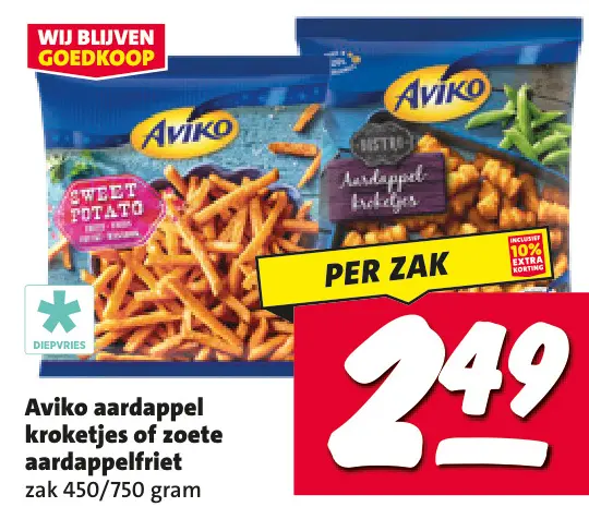 Aanbieding: aardappel kroketjes of zoete aardappelfriet