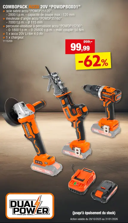 Offre: Powerplus Dual Power powertools 20V set de 16