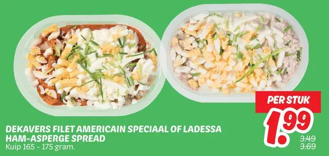 Aanbieding: Filet americain speciaal of ham-asperge spread
