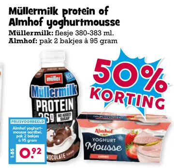 Aanbieding: Müllermilk protein of Almhof yoghurtmousse
