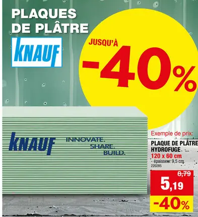 Offre: Plaques de plâtre