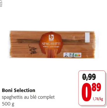 Offre: spaghettis au blé complet