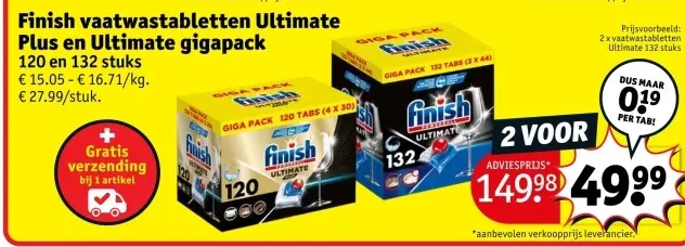Promotie: Finish vaatwastabletten Ultimate Plus en Ulti