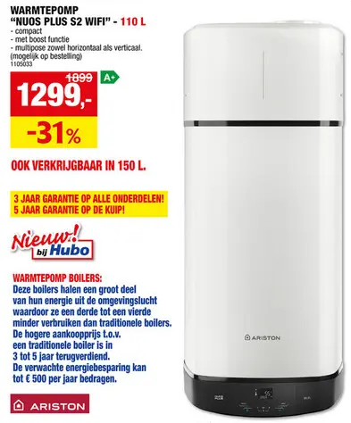 Aanbieding: Nuos Plus S2 warmtepomp wifi 110l