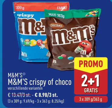 Promotie: M&M'S crispy of choco