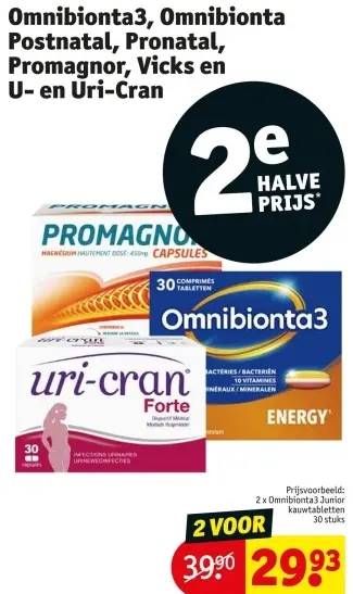 Promotie: Omnibionta3, Omnibionta Postnatal, Pronatal, Promagnor, Vicks en U- en Uri-Cran