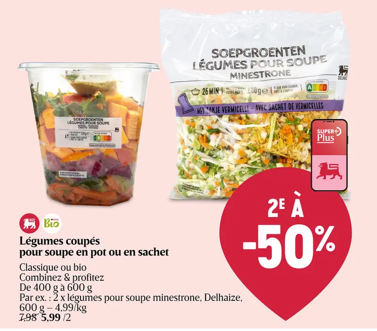 Offre: Légumes coupés pour soupe en pot ou en sachet