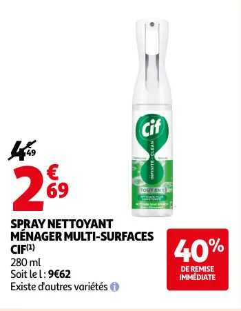 Offre: Spray nettoyant ménager multi-surfaces