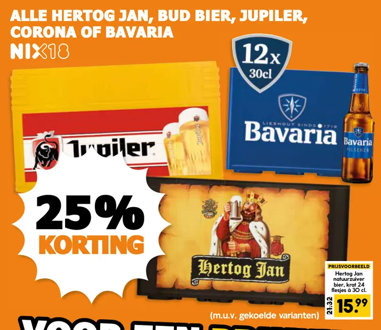 Aanbieding: Alle Hertog Jan, Bud bier, Jupiler, Corona of Bavaria
