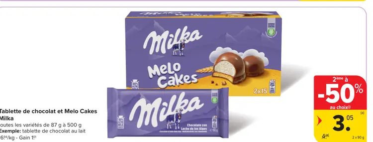 Offre: Tablette de chocolat et Melo Cakes