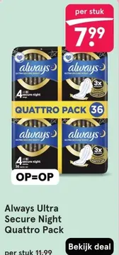 Aanbieding: Always Ultra Secure Night Quattro Pack