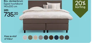 Aanbieding: Boxspring Liv egaal - donkerbruin - 140x200 cm - ronde poot