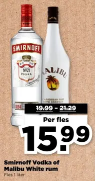 Aanbieding: Smirnoff Vodka of Malibu White rum