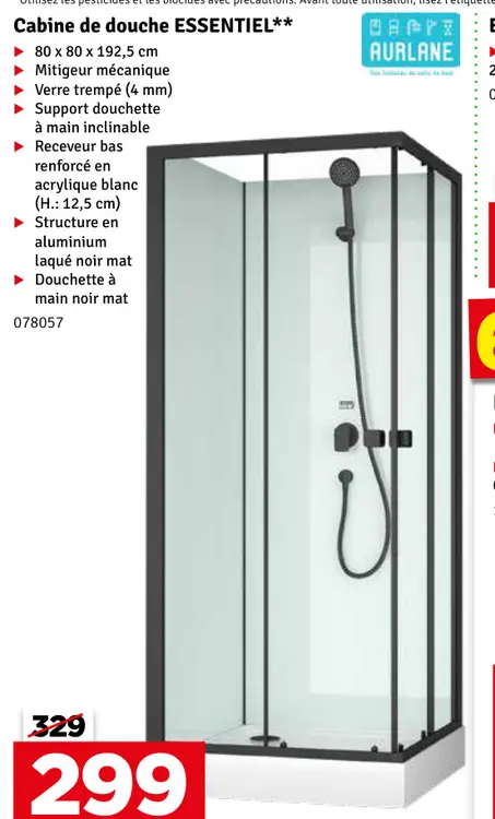 Offre: Cabine de douche ESSENTIEL**