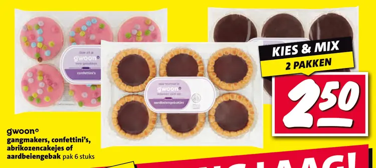 Aanbieding: Gangmakers, confettini's, abrikozencakejes of aardbeiengebak