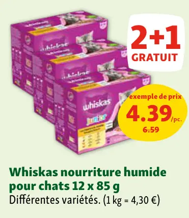 Offre: Whiskas nourriture humide pour chats
