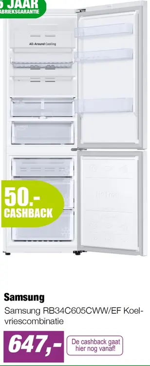 Aanbieding: Samsung RB34C605CWW/EF Koel-vriescombinatie