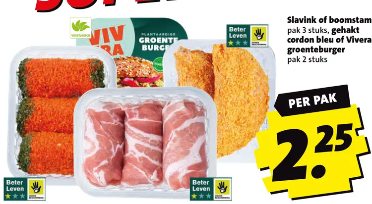 Aanbieding: Slavink of boomstam, gehakt cordon bleu of Vivera groenteburger