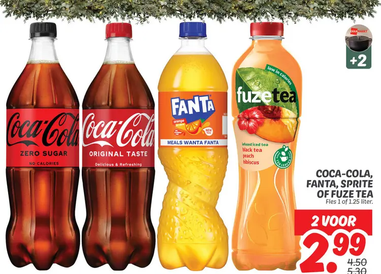 Aanbieding: Coca-Cola, Fanta, Sprite of Fuze Tea