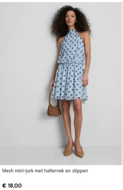 Aanbieding: Mesh mini-jurk met halternek en stippen
