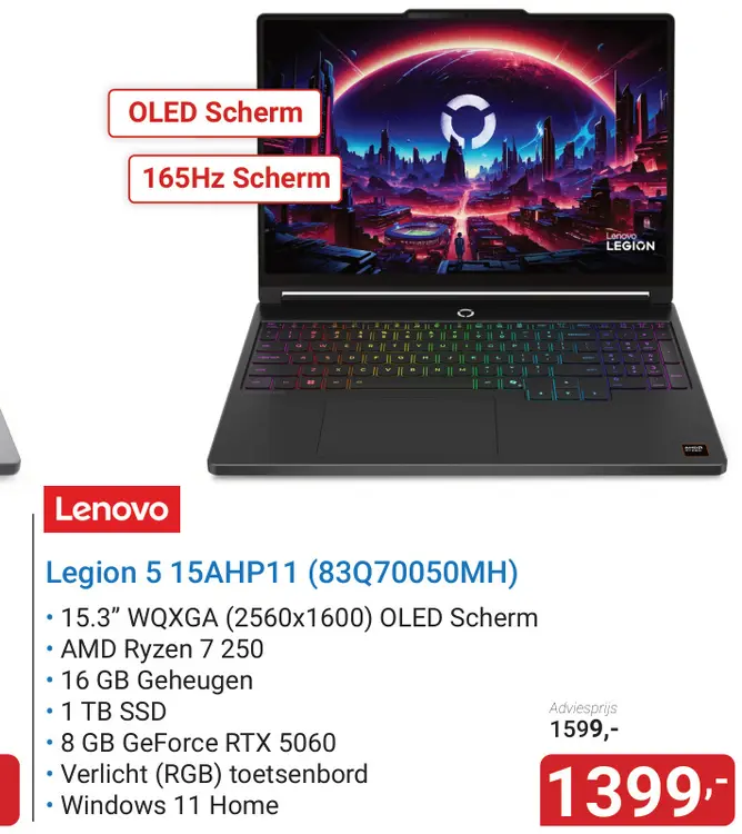 Aanbieding: Legion 5 15AHP11 (83Q70050MH)
