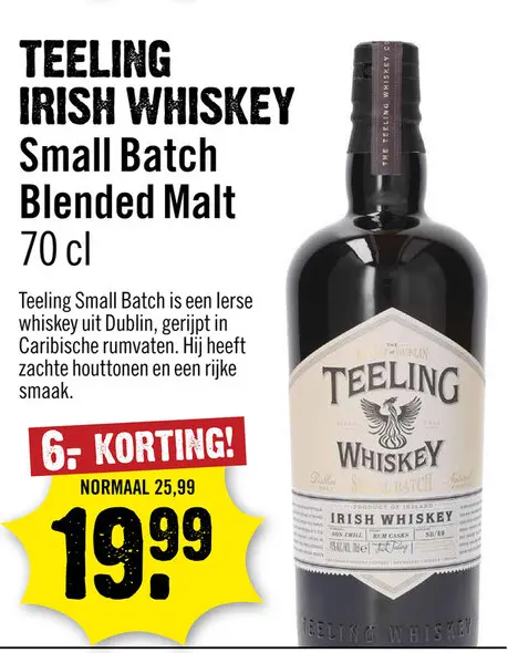 Aanbieding: Teeling Small Batch Rum Cask Irish Whiskey 70 cl