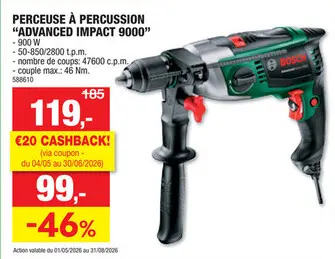 Offre: Bosch AdvancedImpact 9000 perceuse à  percussion + 4 accessoires