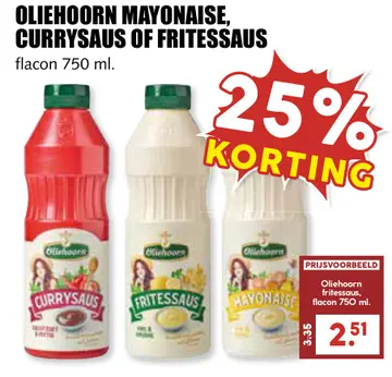 Aanbieding: OLIEHOORN MAYONAISE, CURRYSAUS OF FRITESSAUS